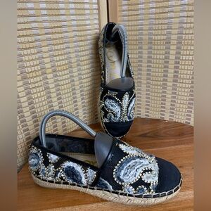 Sam Edelman Black Embellished Espadrilles Size 6